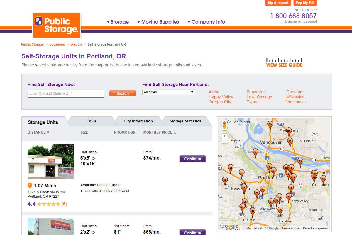 Public Storage SEO Landing Pages 1