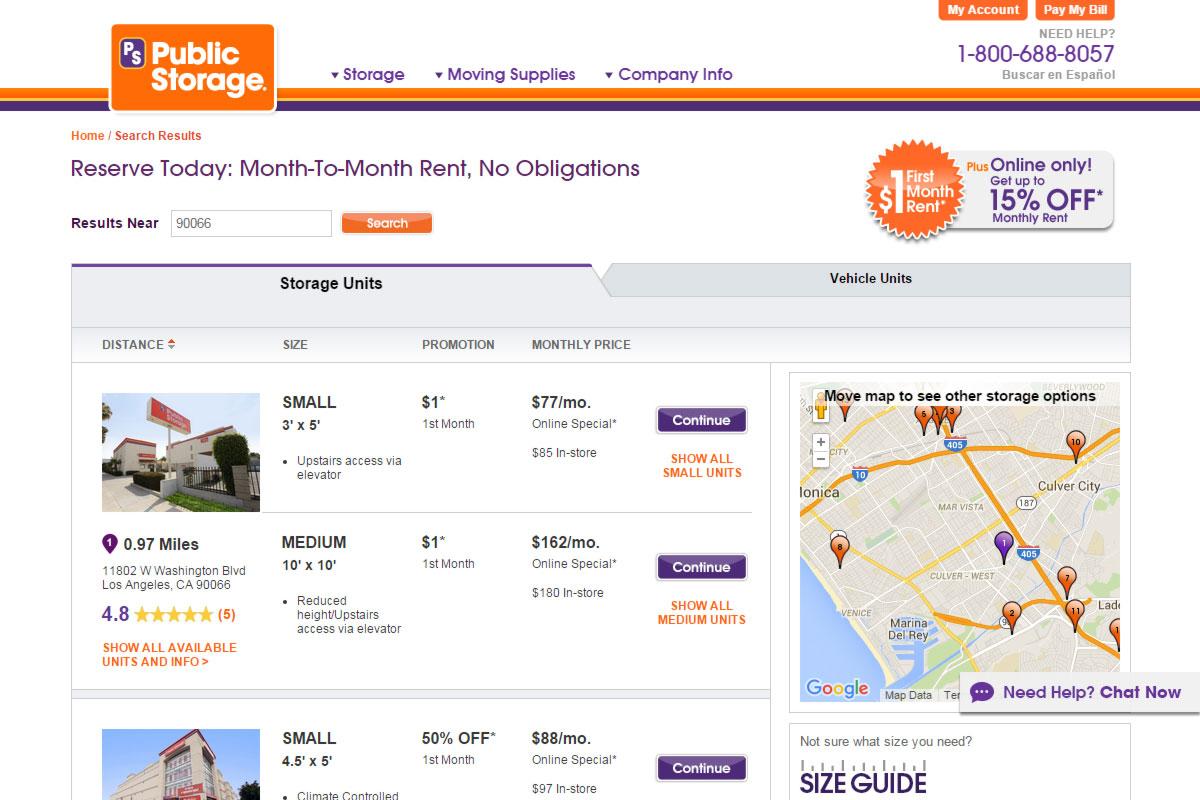 Public Storage Search Page 1