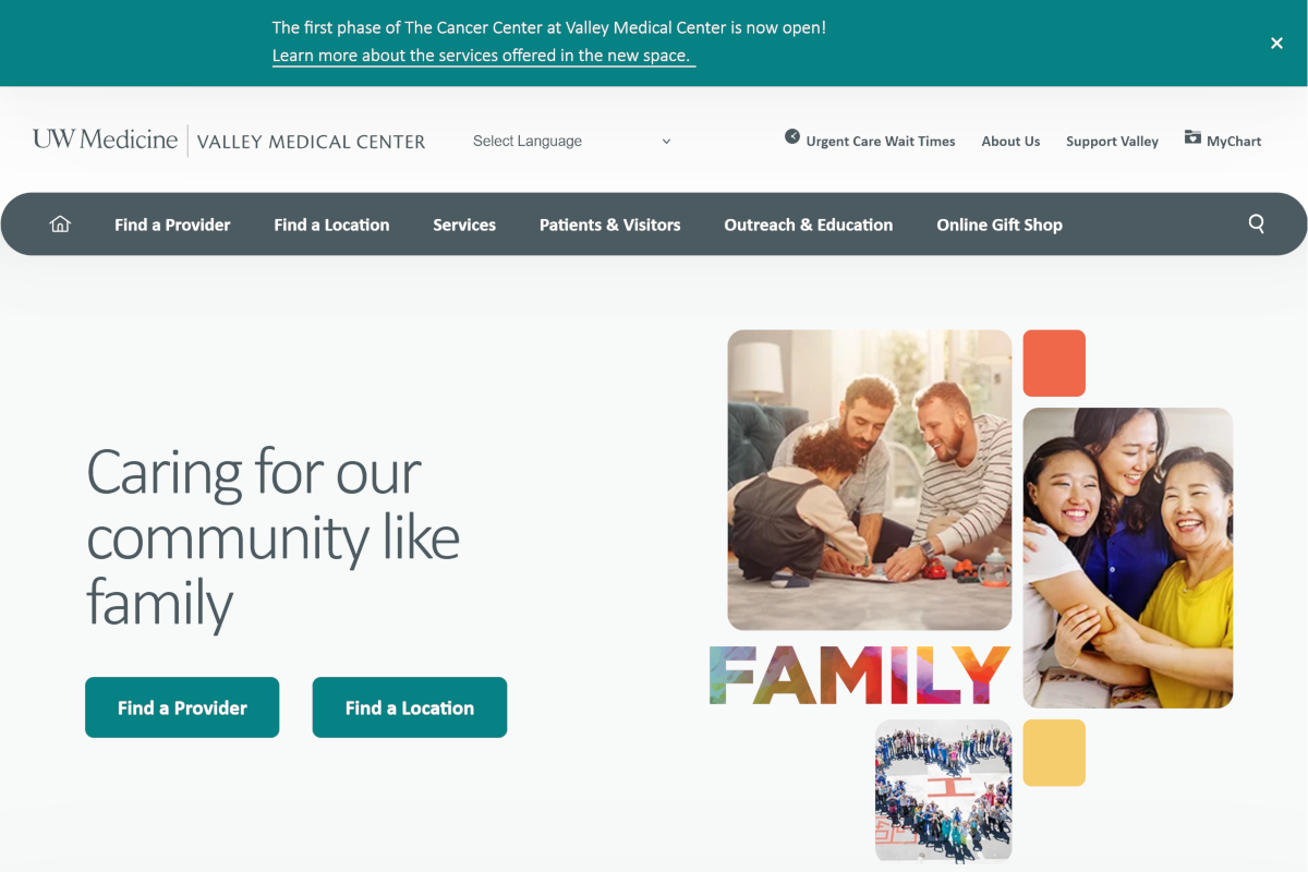 Valley Medical Center Website 1