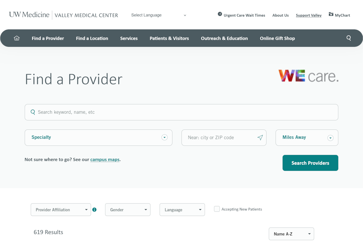 Valley Medical Center Website 2
